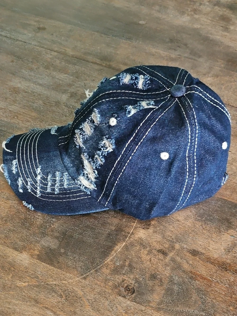 NWT Denim Distressed Baseball Cap